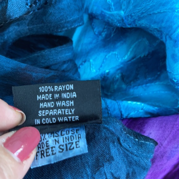 Shiva fashions Multi tie dye color midi sleeveless boho asymmetric dress - Picture 6 of 8